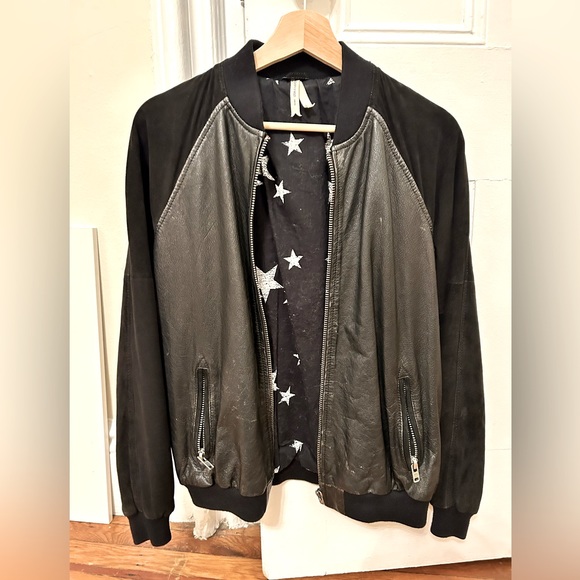 Léon & Harper black leather and suede jacket - Picture 1 of 4